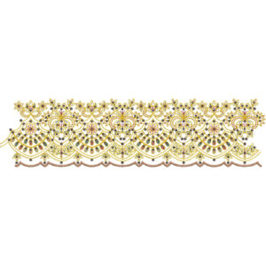 Ornate Circular Floral Lace Embroidery Border with Layered Scalloped Chains