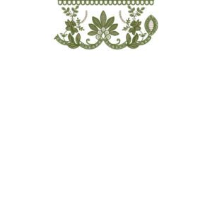 Floral Lace Embroidery Border with Loop Trim and Curved Vine Motifs