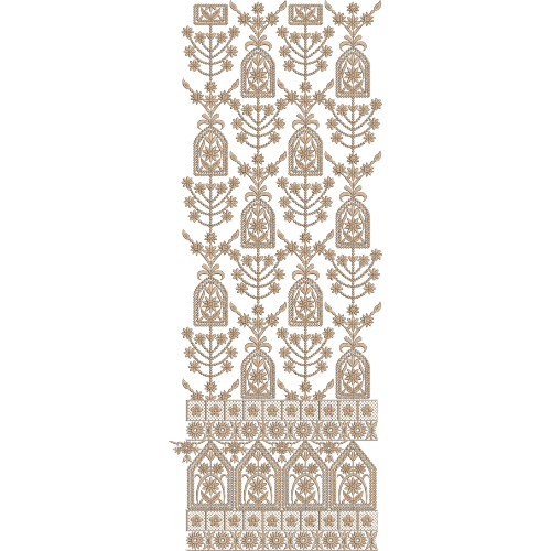 Royal Sherwani Embroidery Panel with Architectural Floral Motifs and Ornamental Border