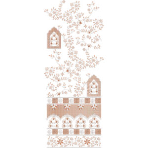 Elegant Sherwani Embroidery Panel with Floral Vine Layout and Architectural Motifs