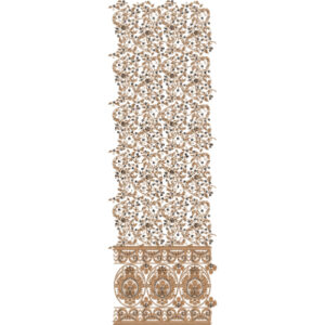 Elegant Sherwani Embroidery Panel with Diamond Floral Motifs and Soft Yellow Highlights