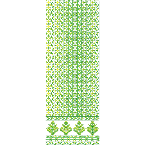 Stylish Sherwani Embroidery Panel with Vertical Vine Stripes and Ornamental Border