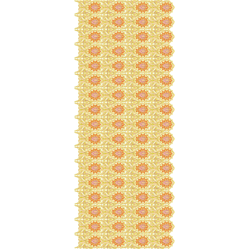 Royal Sherwani Embroidery Panel with Floral Rosette Pattern in Gold and Red