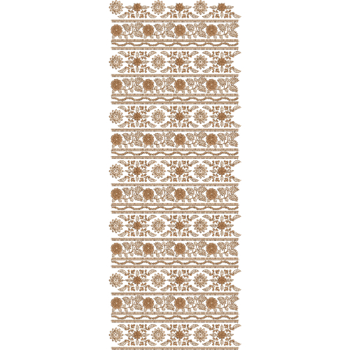 Traditional Sherwani Embroidery Panel with Horizontal Floral Bands and Ornamental Stripe Detailing