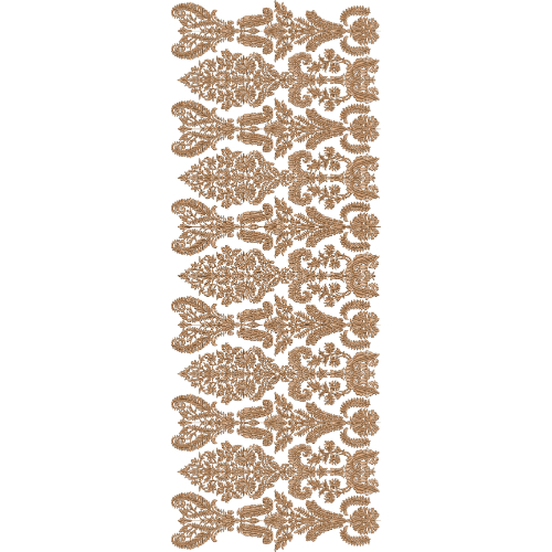 Royal Sherwani Border Embroidery with Symmetrical Floral Vases and Ornamental Mughal Motifs