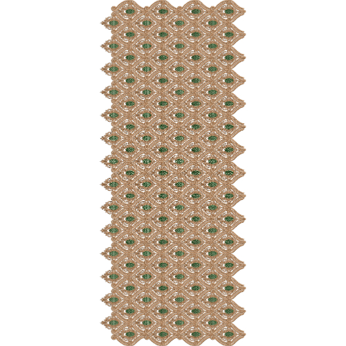 Elegant Sherwani Embroidery with Repeating Oval Motifs and Interlaced Wave Lattice Pattern
