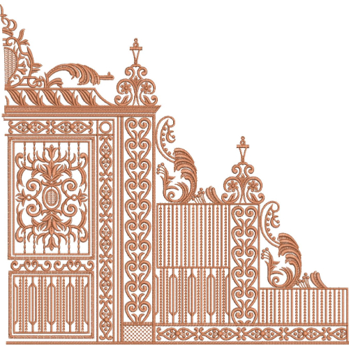 Royal Mughal Panel Sherwani Embroidery Design with Ornamental Architectural Border