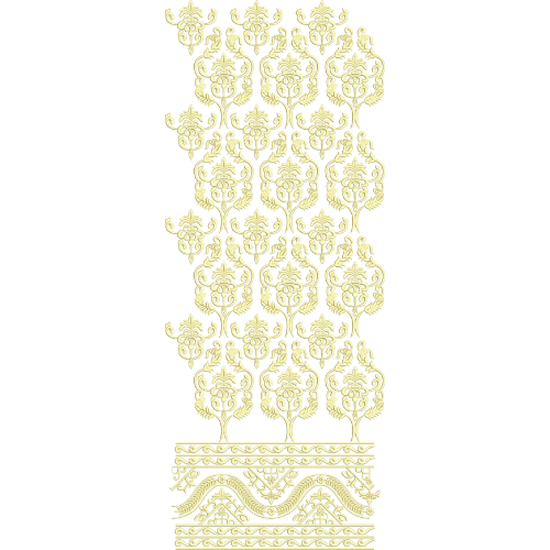 Royal Sherwani Embroidery Panel with Ornamental Floral Motifs and Decorative Border