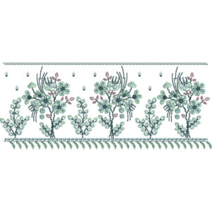 Delicate Multi-Flower Lace Border Embroidery with Scalloped Hem and Fine Botanical Detailing