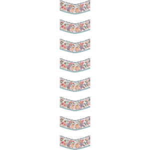 Ornamental V-Shaped Floral Lace Neckline Embroidery with Intricate Multicolor Detailing