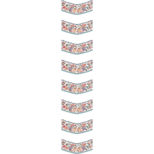 Ornamental V-Shaped Floral Lace Neckline Embroidery with Intricate Multicolor Detailing