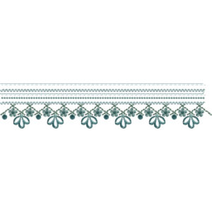 Elegant Floral Drop Lace Border Embroidery with Loop Stitch Detailing and Hanging Petal Motifs