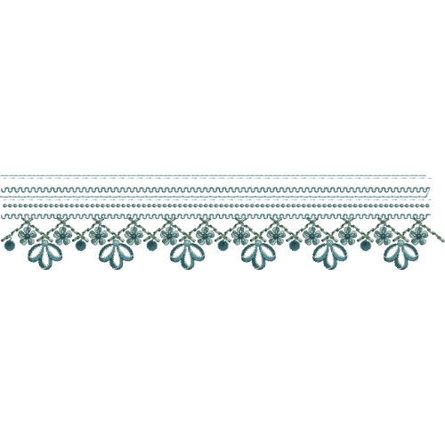 Elegant Floral Drop Lace Border Embroidery with Loop Stitch Detailing and Hanging Petal Motifs