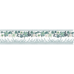Intricate Floral Lace Border Embroidery with Radiating Thread Accents and Decorative Edge Detailing