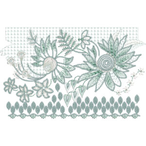 Intricate Multi-Layer Floral Lace Embroidery Design with Detailed Fill Patterns and Ornamental Borders