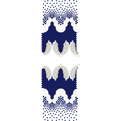 Elegant Scalloped Lace Embroidery Design with Butterfly Motifs and Gradient Dot Detailing