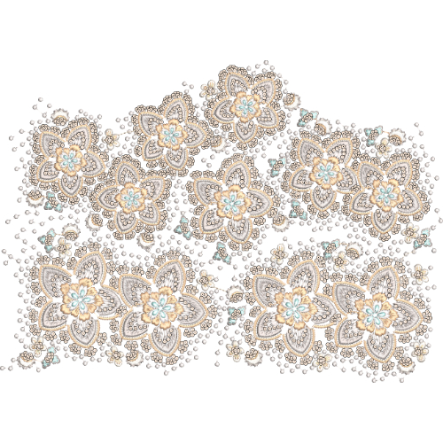 Intricate Floral Lace Embroidery Design with Layered Blossom Motifs and Dense Decorative Detailing