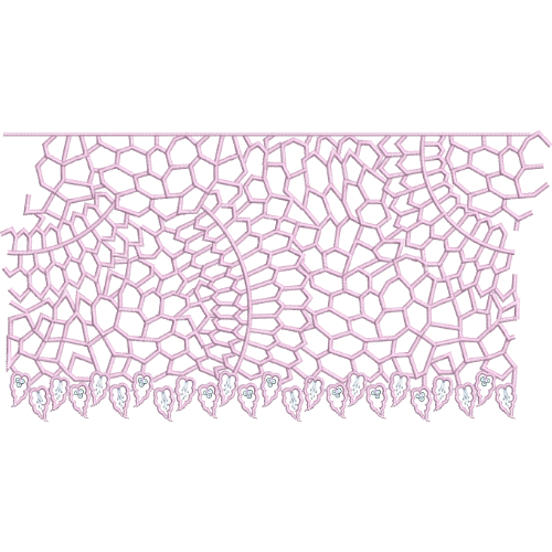 Abstract Lace Fill Embroidery Design with Irregular Mesh Pattern and Decorative Scalloped Edge