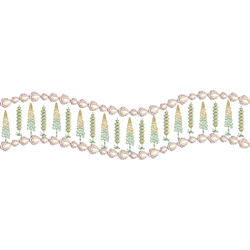 Wavy Floral Lace Border Embroidery with Vertical Leaf Motifs and Decorative Loop Edges