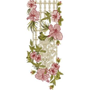 Elegant Hibiscus Floral Neckline Embroidery Design with Soft Ornamental Background