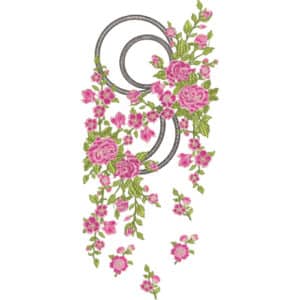 Elegant Pink Rose Neckline Embroidery Design with Modern Loop Detailing