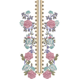 Elegant Symmetrical Floral Neckline Embroidery Design with Decorative Central Panel