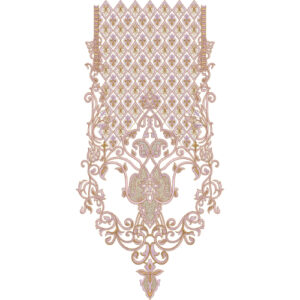 Elegant Ornamental Neckline Embroidery Design with Diamond Lattice and Intricate Scrollwork