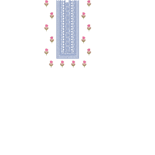 Geometric Panel Neckline Embroidery Design with Delicate Floral Buti Accents