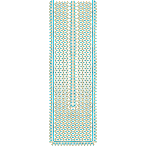 Minimal Geometric Neck Embroidery Design with Repeating Motif Grid and Fine Border Detailing