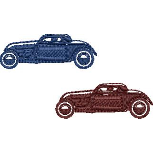 Vintage Car Embroidery Design with Classic Coupe Silhouette and Textured Stitch Detailing