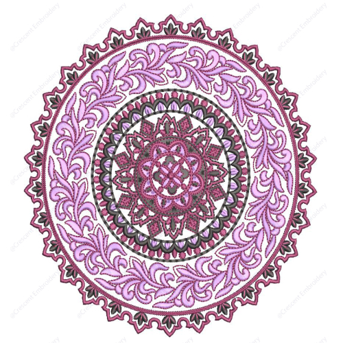 Elegant Pink Mandala Cushion Embroidery Design with Ornamental Circular Detailing