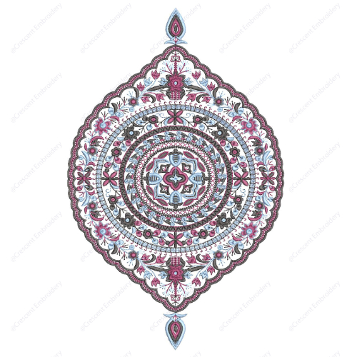 Elegant Multicolor Mandala Cushion Embroidery Design with Ornamental Diamond Frame