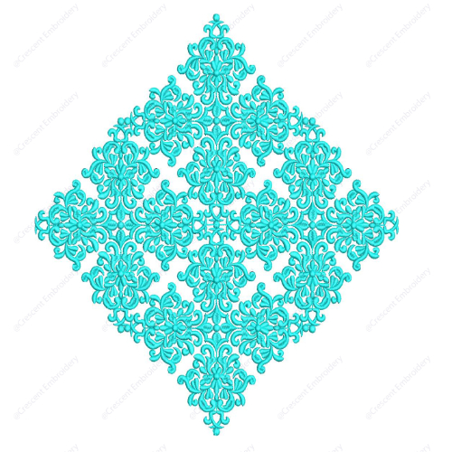 Elegant Turquoise Floral Cushion Embroidery Design with Repeating Ornamental Motifs