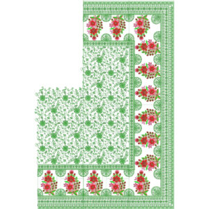 Elegant Saree Corner Embroidery Design with Floral Vine Fill and Decorative Border