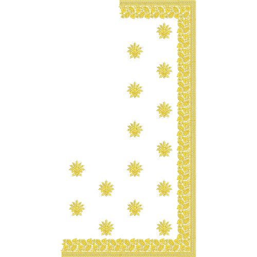 Classic Saree Corner Embroidery Design with Ornate Border and Floral Buti Motifs in Monotone Gold
