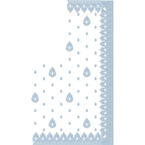 Elegant Saree Corner Embroidery Design with Ornate Lace Border and Paisley Buti Layout