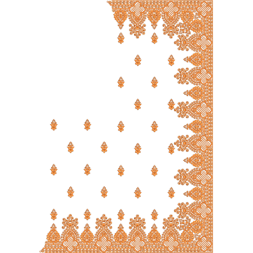 Elegant Saree Corner Embroidery Design with Ornamental Lace Border and Buti Motif Arrangement