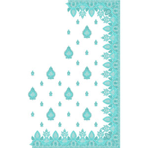 Elegant Saree Corner Embroidery Design with Paisley Border and Detailed Buti Arrangement