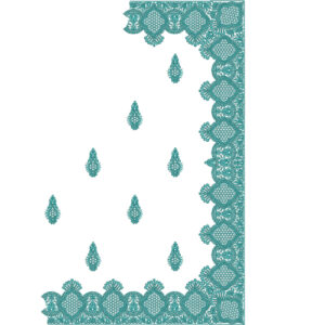 Classic Saree Corner Embroidery Design with Ornamental Scalloped Border and Buti Motif Layout