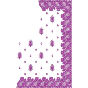 Elegant Saree Corner Embroidery Design with Ornamental Scalloped Border and Paisley Buti Arrangement