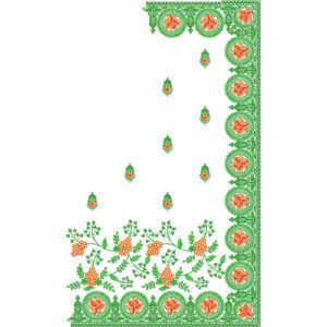 Elegant Saree Corner Embroidery Design with Floral Vine Base and Ornamental Circular Border