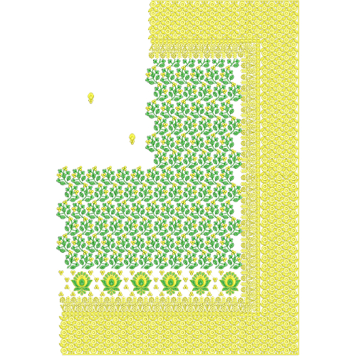 Elegant Saree Corner Embroidery Design with Dense Floral Fill and Geometric Border