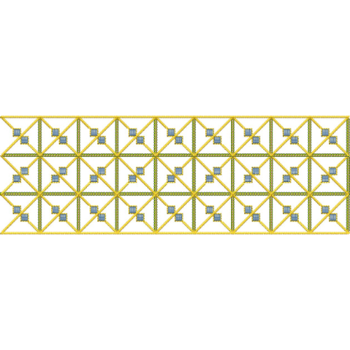 Symmetrical Diamond Grid Lace Embroidery with Minimalist Geometric Detailing