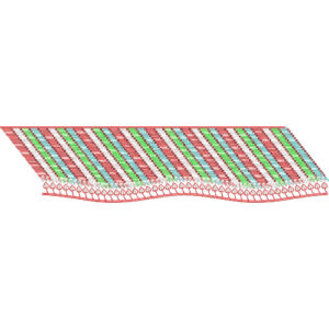 Diagonal Stripe Lace Embroidery with Scalloped Edge and Decorative Loop Border