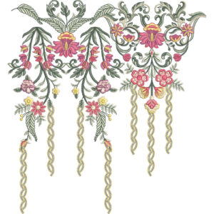 Elegant Hanging Floral Lace Embroidery with Twisted Tassel Detailing