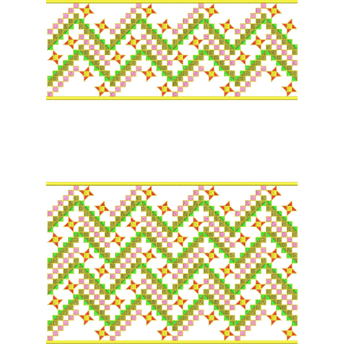Colorful Zigzag Lattice Lace Embroidery with Geometric Diamond Detailing