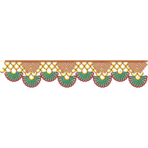 Decorative Fan Scalloped Lace Embroidery with Layered Arc Detailing