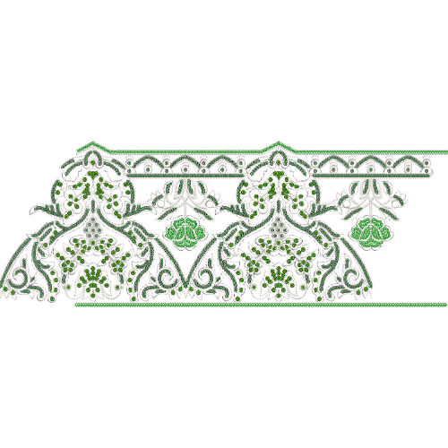 Elegant Ornamental Lace Embroidery with Beaded Detailing and Floral Motifs
