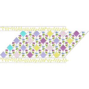 Pastel Diamond Floral Lace Embroidery with Delicate Vine Border