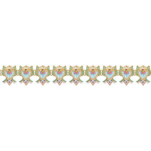 Ornamental Motif Lace Embroidery with Repeating Jewel-Inspired Design